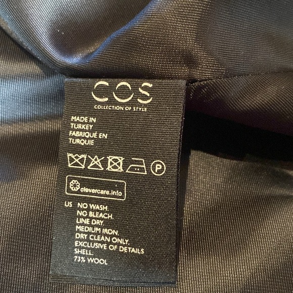 COS Dark Academia Dress Tweed Herringbone Wool Short Sleeve Wrap Dress Size 4 - Picture 10 of 13